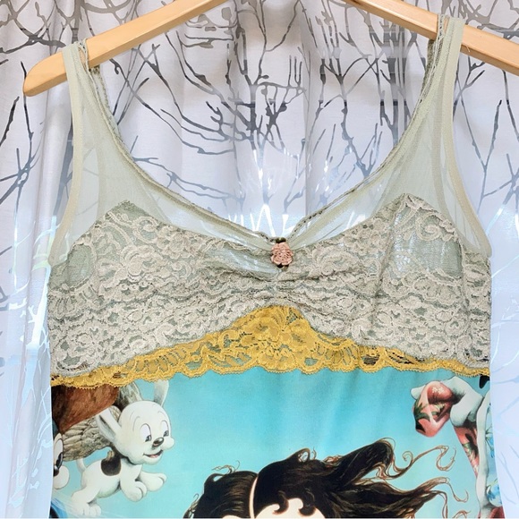 VINTAGE CASADEI BETTY BOOP SLEEVELESS MINI DRESS green blue gold - Picture 3 of 13